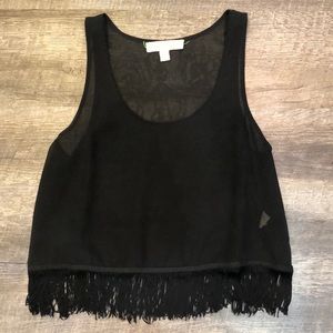 Sheer fringe crop top